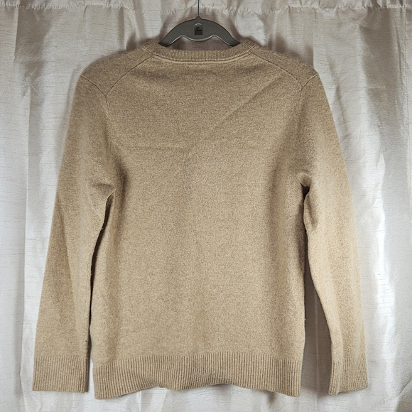 Land's End tan camel cashmere V-neck sweater Mens Medium - Picture 3 of 7